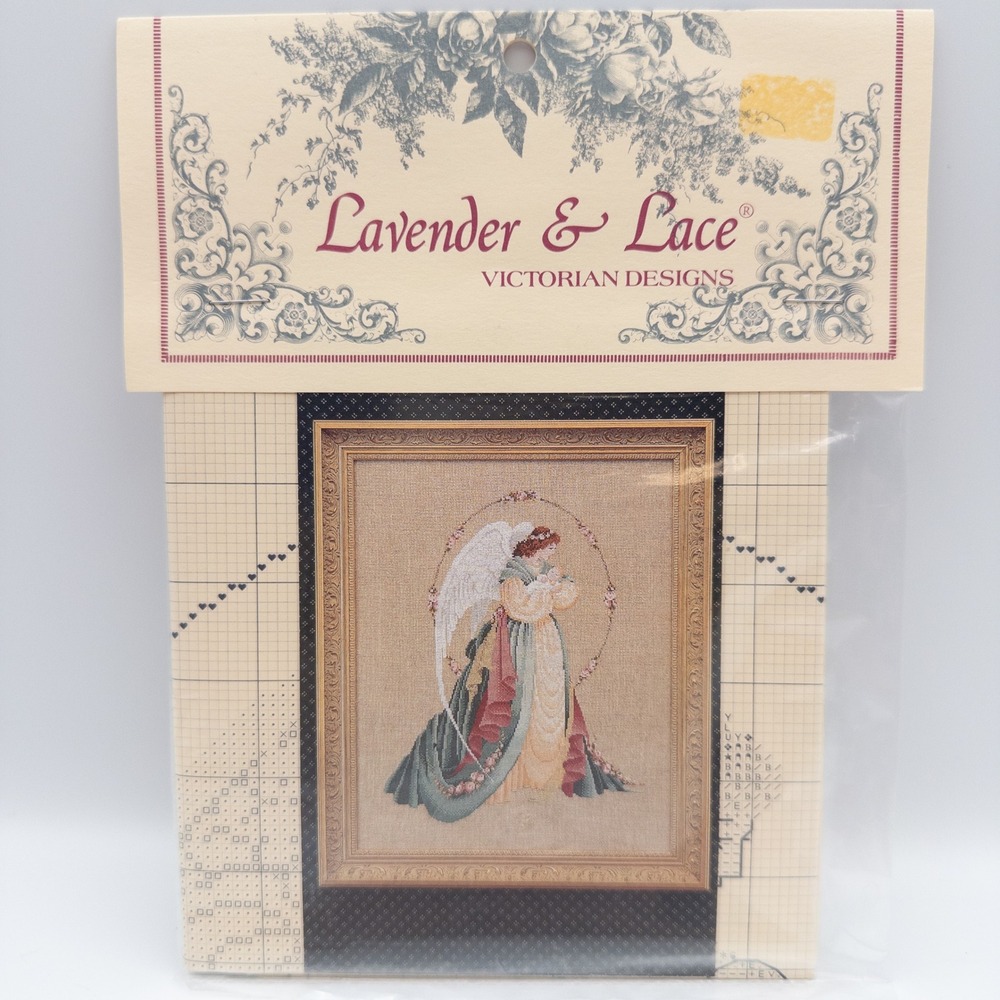 Vintage Lavender & Lace Guardian Angel NIP Cross Stitch Pattern L&L 18 Victorian